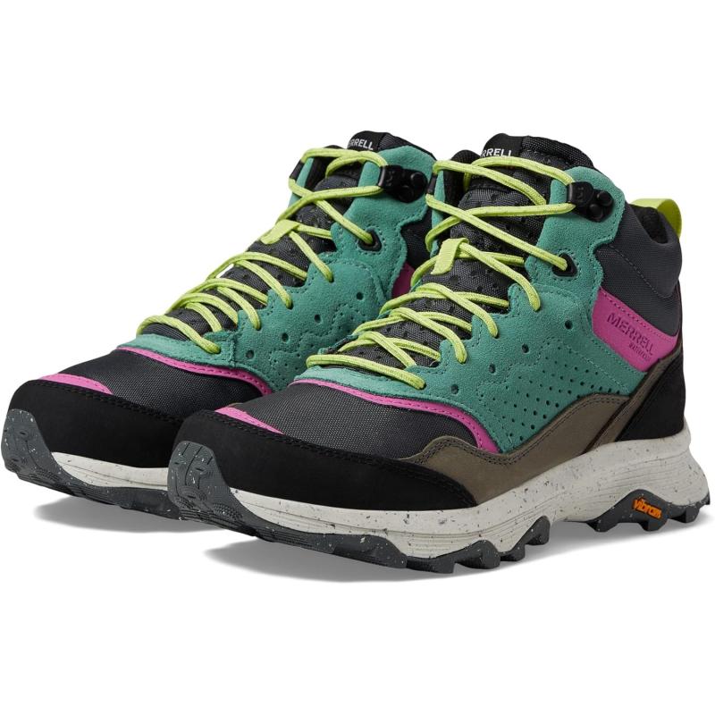 imageMerrell Speed Solo Mid Waterproof Hiking Boots for Men  FloatPro Foam Midsole  Removable PU FootbedRock Multi