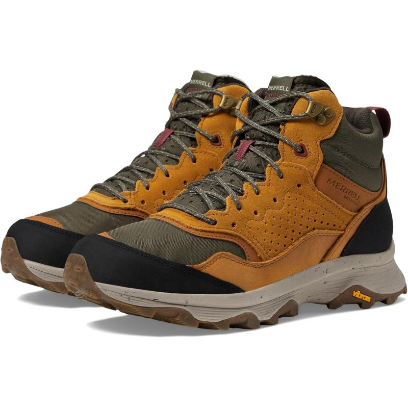 imageMerrell Speed Solo Mid Waterproof Hiking Boots for Men  FloatPro Foam Midsole  Removable PU FootbedSpice