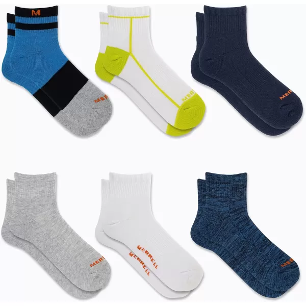 imageMerrel Mens and Womens Recycled Cushioned Socks  6 ampamp 12 Pairs  Hiking Arch SupportAnkle  Blue Assorted 6 Pairs