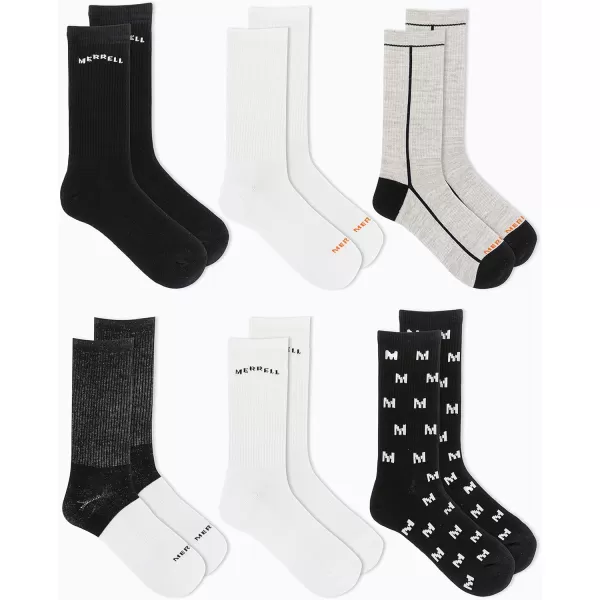 imageMerrel Mens and Womens Recycled Cushioned Socks  6 ampamp 12 Pairs  Hiking Arch SupportCrew  Black Assorted 6 Pairs