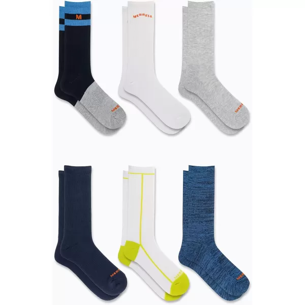 imageMerrel Mens and Womens Recycled Cushioned Socks  6 ampamp 12 Pairs  Hiking Arch SupportCrew  Blue Assorted 6 Pairs