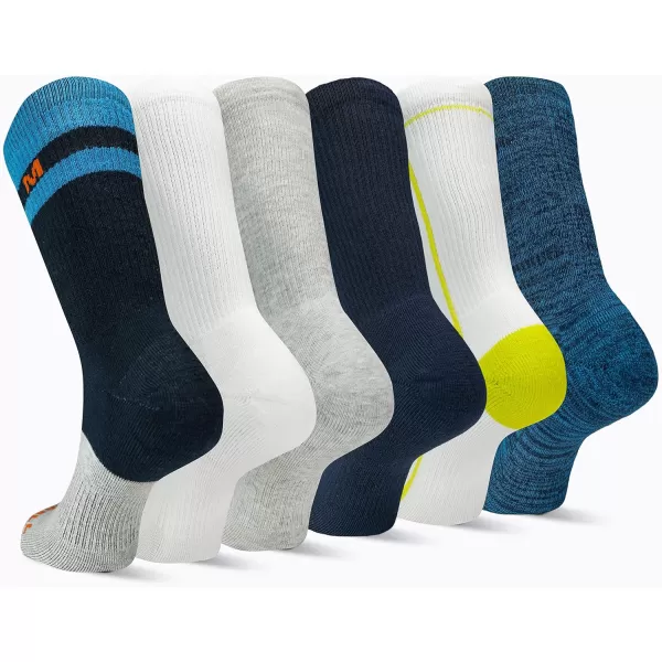 imageMerrel Mens and Womens Recycled Cushioned Socks  6 ampamp 12 Pairs  Hiking Arch SupportCrew  Blue Assorted 6 Pairs