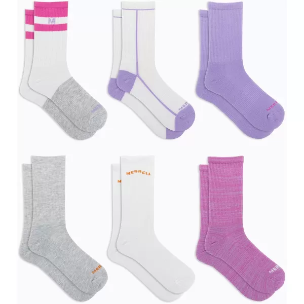 imageMerrel Mens and Womens Recycled Cushioned Socks  6 ampamp 12 Pairs  Hiking Arch SupportCrew  Pink Assorted 6 Pairs