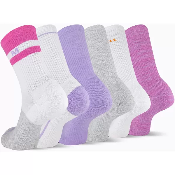 imageMerrel Mens and Womens Recycled Cushioned Socks  6 ampamp 12 Pairs  Hiking Arch SupportCrew  Pink Assorted 6 Pairs