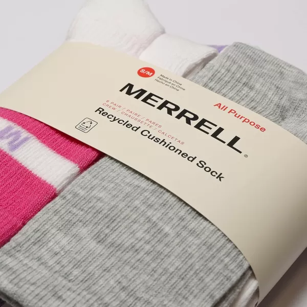 imageMerrel Mens and Womens Recycled Cushioned Socks  6 ampamp 12 Pairs  Hiking Arch SupportCrew  Pink Assorted 6 Pairs