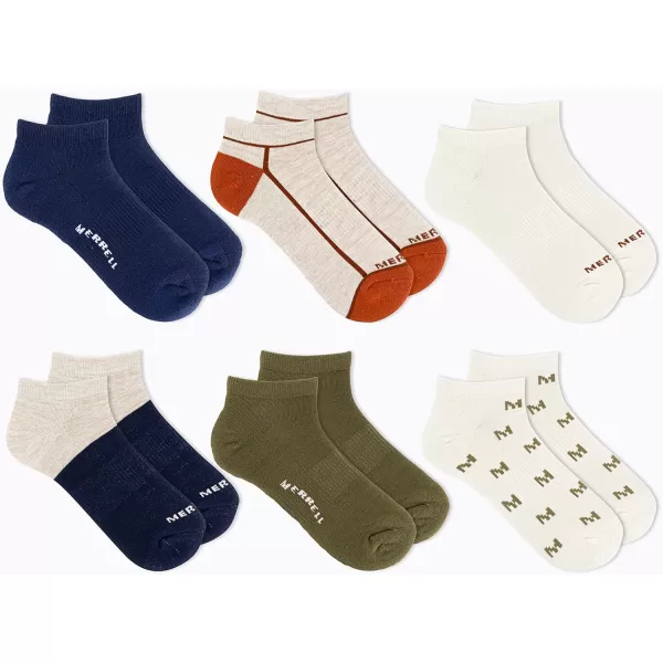 imageMerrel Mens and Womens Recycled Cushioned Socks  6 ampamp 12 Pairs  Hiking Arch SupportLow Cut  Navy Assorted 6 Pairs