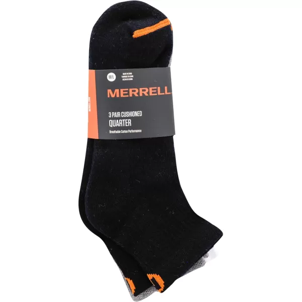 imageMerrell Mens and Womens Cushioned Cotton Socks3 Pair PackUnisex Breathable Mesh Comfort ZonesAnkle  Black