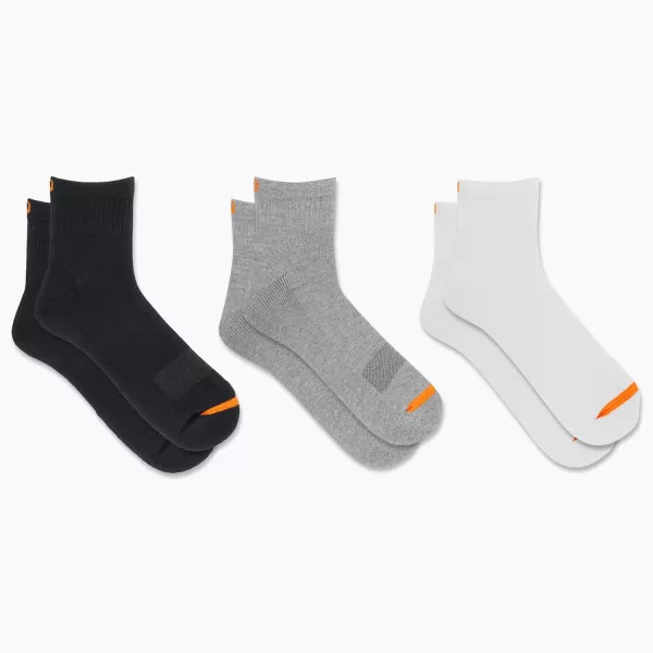 imageMerrell Mens and Womens Cushioned Cotton Socks3 Pair PackUnisex Breathable Mesh Comfort ZonesAnkle  BlackWhiteGray