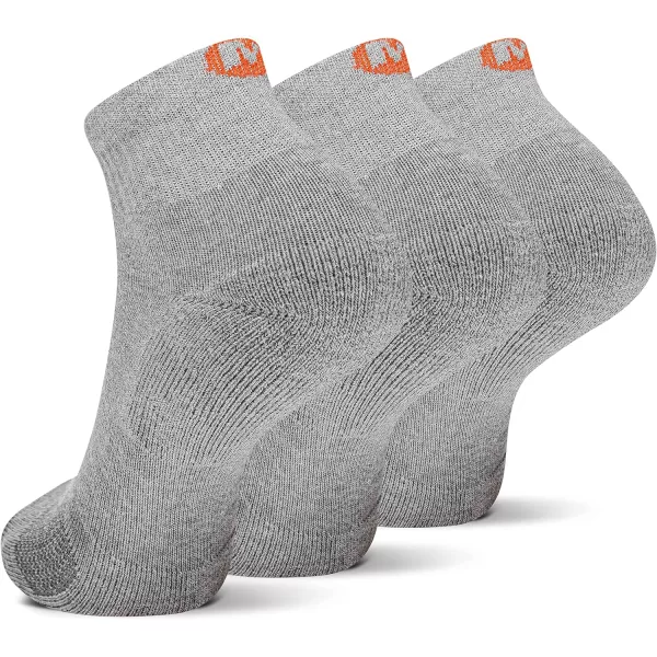 imageMerrell Mens and Womens Cushioned Cotton Socks3 Pair PackUnisex Breathable Mesh Comfort ZonesAnkle  Gray