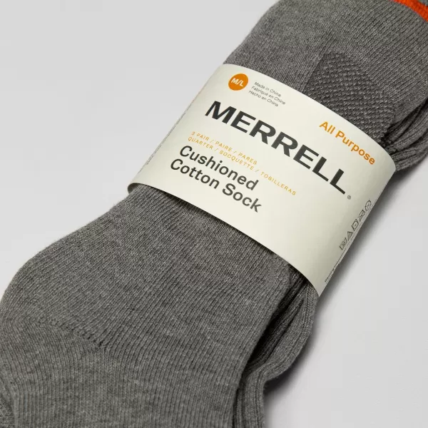 imageMerrell Mens and Womens Cushioned Cotton Socks3 Pair PackUnisex Breathable Mesh Comfort ZonesAnkle  Gray
