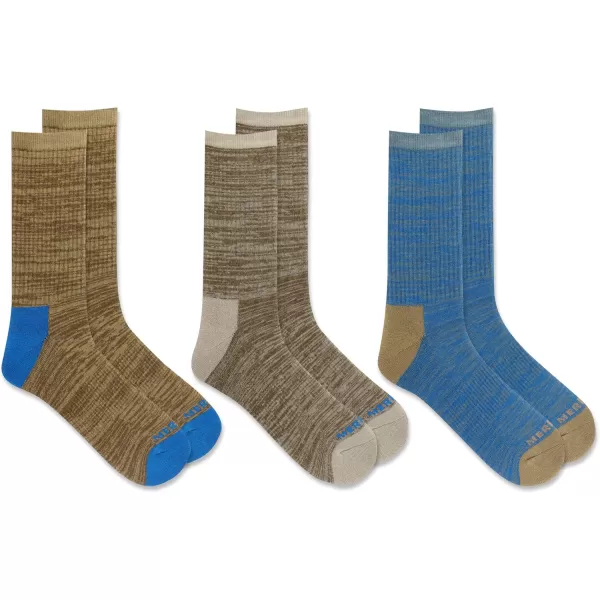 imageMerrell Mens and Womens Cushioned Cotton Socks3 Pair PackUnisex Breathable Mesh Comfort ZonesBlue Assorted