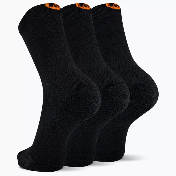imageMerrell Mens and Womens Cushioned Cotton Socks3 Pair PackUnisex Breathable Mesh Comfort ZonesCrew  Black