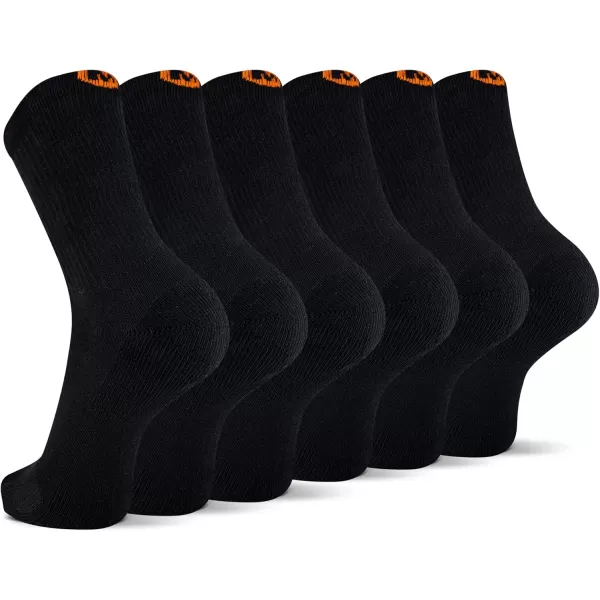 imageMerrell Mens and Womens Cushioned Cotton Socks3 Pair PackUnisex Breathable Mesh Comfort ZonesCrew  Black 6 Pairs