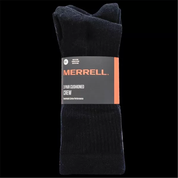 imageMerrell Mens and Womens Cushioned Cotton Socks3 Pair PackUnisex Breathable Mesh Comfort ZonesCrew  BlackWhiteGray
