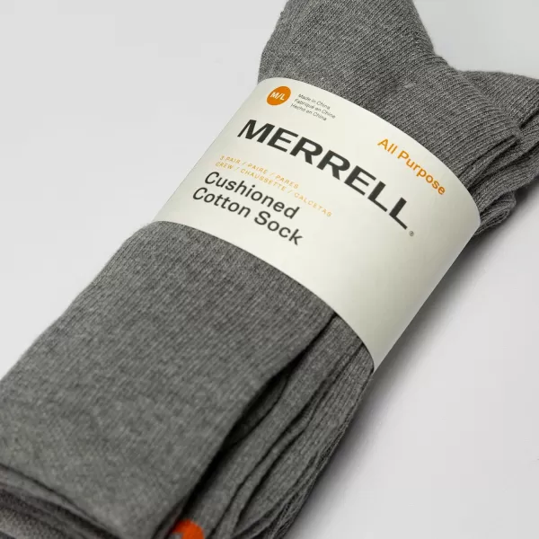 imageMerrell Mens and Womens Cushioned Cotton Socks3 Pair PackUnisex Breathable Mesh Comfort ZonesCrew  Gray