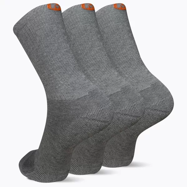 imageMerrell Mens and Womens Cushioned Cotton Socks3 Pair PackUnisex Breathable Mesh Comfort ZonesCrew  Gray