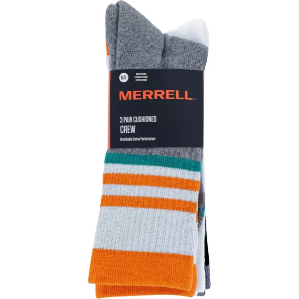 imageMerrell Mens and Womens Cushioned Cotton Socks3 Pair PackUnisex Breathable Mesh Comfort ZonesCrew  Orange Assorted