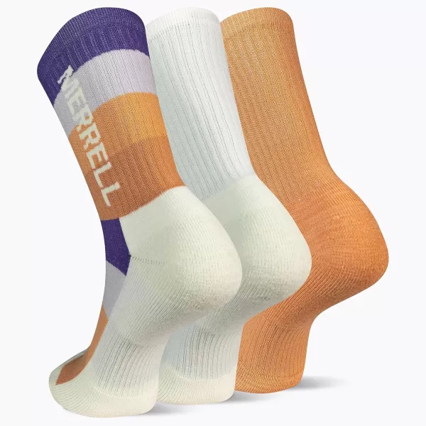 imageMerrell Mens and Womens Cushioned Cotton Socks3 Pair PackUnisex Breathable Mesh Comfort ZonesCrew  Orange Mosaic