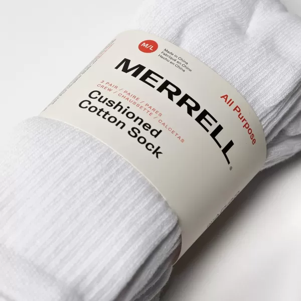 imageMerrell Mens and Womens Cushioned Cotton Socks3 Pair PackUnisex Breathable Mesh Comfort ZonesCrew  White 6 Pairs