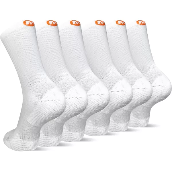 imageMerrell Mens and Womens Cushioned Cotton Socks3 Pair PackUnisex Breathable Mesh Comfort ZonesCrew  White 6 Pairs