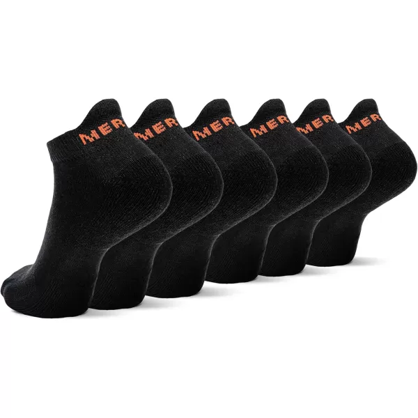 imageMerrell Mens and Womens Cushioned Cotton Socks3 Pair PackUnisex Breathable Mesh Comfort ZonesLow Cut Tab  Black 6 Pairs