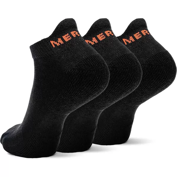 imageMerrell Mens and Womens Cushioned Cotton Socks3 Pair PackUnisex Breathable Mesh Comfort ZonesLow Cut Tab  Black