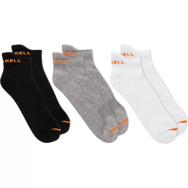 imageMerrell Mens and Womens Cushioned Cotton Socks3 Pair PackUnisex Breathable Mesh Comfort ZonesLow Cut Tab  Black Assorted 6 Pairs