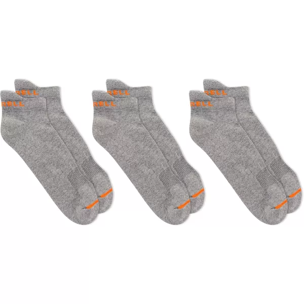 imageMerrell Mens and Womens Cushioned Cotton Socks3 Pair PackUnisex Breathable Mesh Comfort ZonesLow Cut Tab  Gray