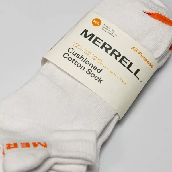 imageMerrell Mens and Womens Cushioned Cotton Socks3 Pair PackUnisex Breathable Mesh Comfort ZonesLow Cut Tab  White 6 Pairs