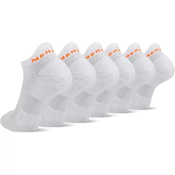 imageMerrell Mens and Womens Cushioned Cotton Socks3 Pair PackUnisex Breathable Mesh Comfort ZonesLow Cut Tab  White 6 Pairs