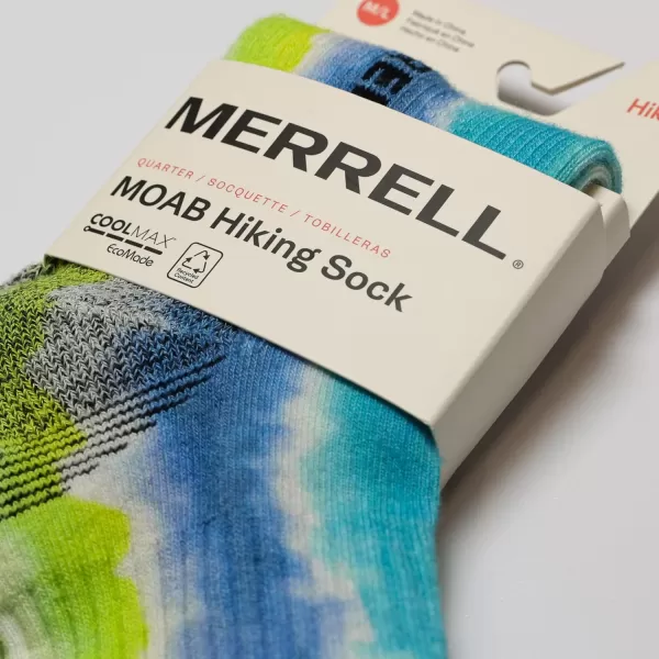 imageMerrell Mens and Womens MOAB Hiking Mid Cushion Socks  Moisture Wicking ampamp Arch SupportAnkle  Tie Dye Blue