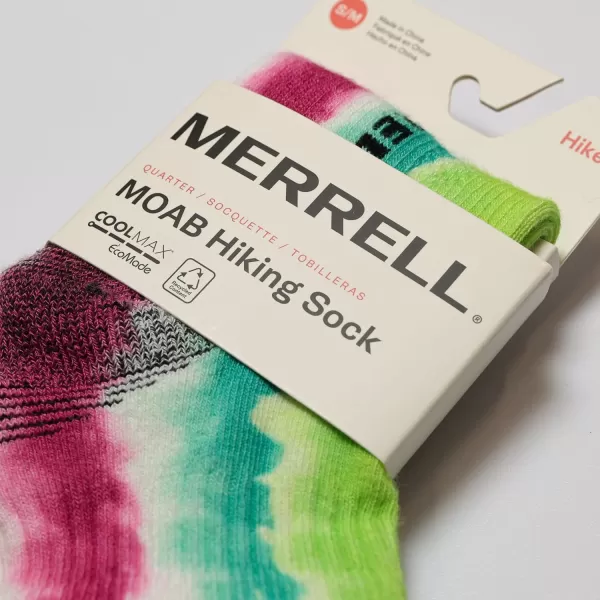 imageMerrell Mens and Womens MOAB Hiking Mid Cushion Socks  Moisture Wicking ampamp Arch SupportAnkle  Tie Dye Pink
