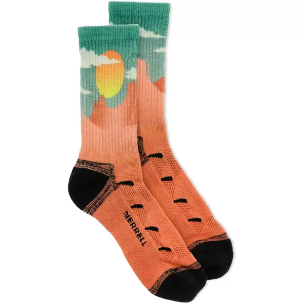 imageMerrell Mens and Womens MOAB Hiking Mid Cushion Socks  Moisture Wicking ampamp Arch SupportCrew  Anniversary Coral