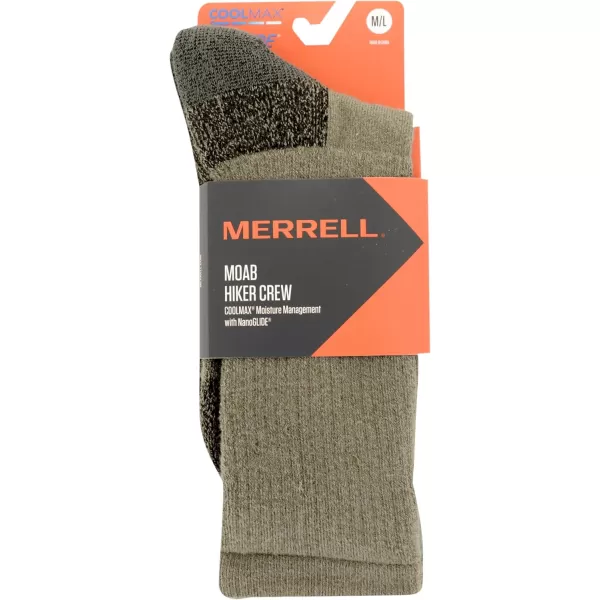 imageMerrell Mens and Womens MOAB Hiking Mid Cushion Socks  Moisture Wicking ampamp Arch SupportCrew  Olive
