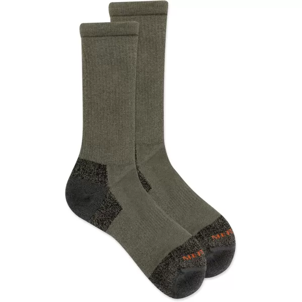 imageMerrell Mens and Womens MOAB Hiking Mid Cushion Socks  Moisture Wicking ampamp Arch SupportCrew  Olive