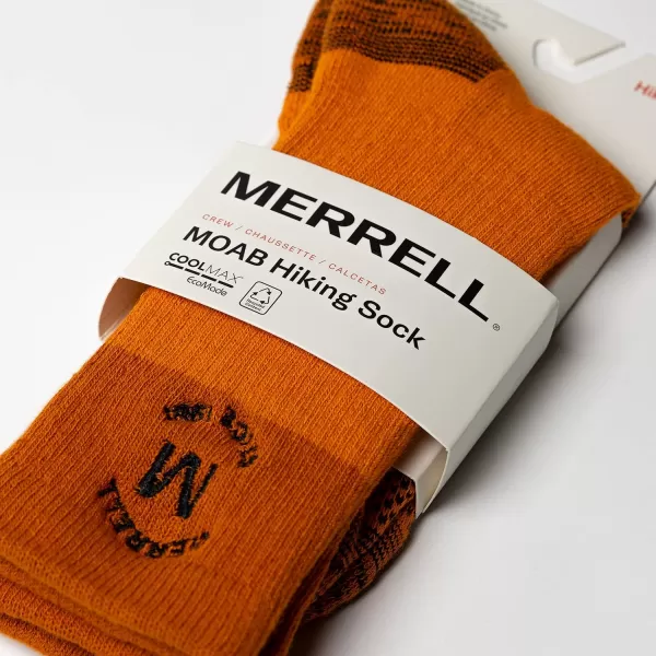 imageMerrell Mens and Womens MOAB Hiking Mid Cushion Socks  Moisture Wicking ampamp Arch SupportCrew  Orange