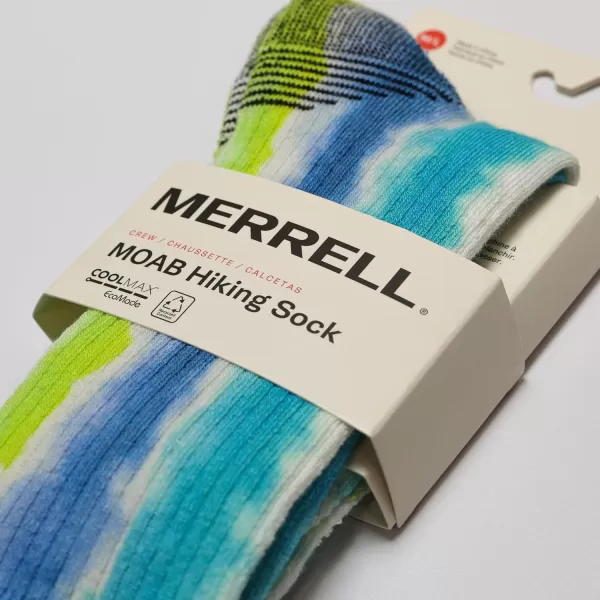 imageMerrell Mens and Womens MOAB Hiking Mid Cushion Socks  Moisture Wicking ampamp Arch SupportCrew  Tie Dye Blue