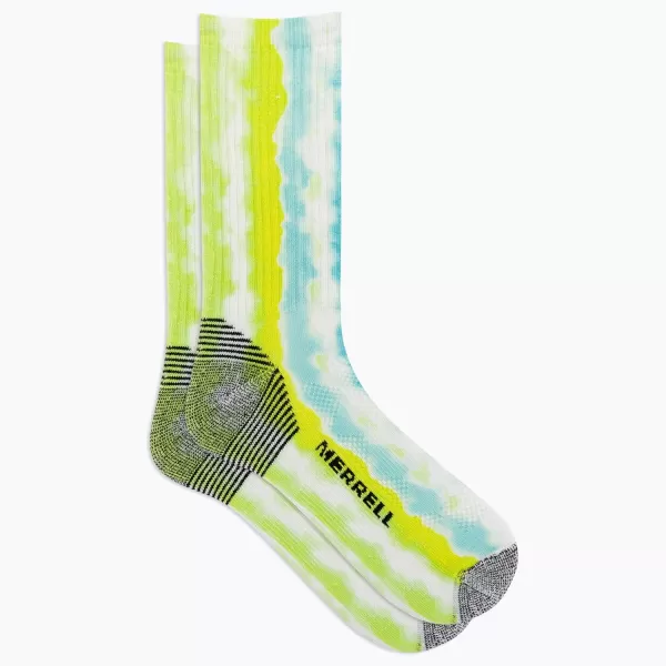 imageMerrell Mens and Womens MOAB Hiking Mid Cushion Socks  Moisture Wicking ampamp Arch SupportCrew  Tie Dye Blue