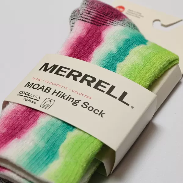 imageMerrell Mens and Womens MOAB Hiking Mid Cushion Socks  Moisture Wicking ampamp Arch SupportCrew  Tie Dye Pink