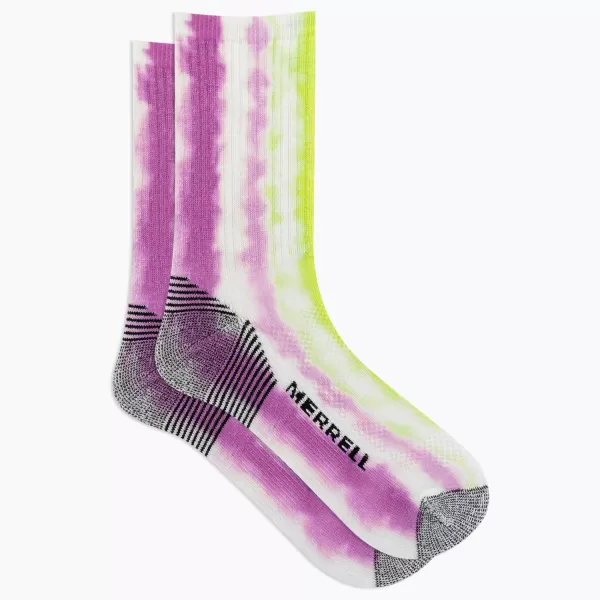 imageMerrell Mens and Womens MOAB Hiking Mid Cushion Socks  Moisture Wicking ampamp Arch SupportCrew  Tie Dye Pink