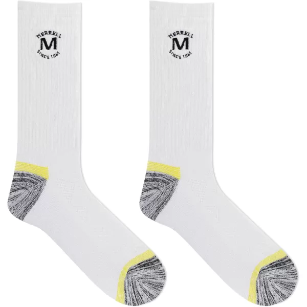 imageMerrell Mens and Womens MOAB Hiking Mid Cushion Socks  Moisture Wicking ampamp Arch SupportCrew  White