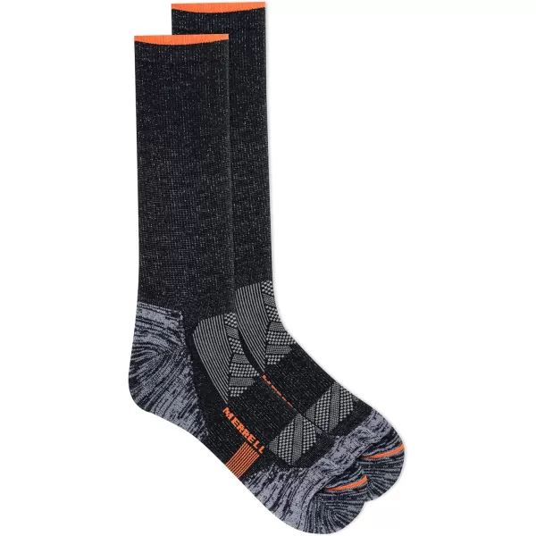 imageMerrell Mens and Womens Thermal Trail Running Crew Socks  Unisex Thermolite Lightweight Warmth and Breathable MeshBlack