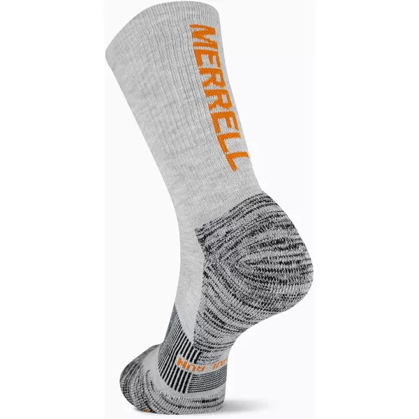 imageMerrell Mens and Womens Thermal Trail Running Crew Socks  Unisex Thermolite Lightweight Warmth and Breathable MeshGray Heather