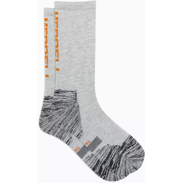 imageMerrell Mens and Womens Thermal Trail Running Crew Socks  Unisex Thermolite Lightweight Warmth and Breathable MeshGray Heather