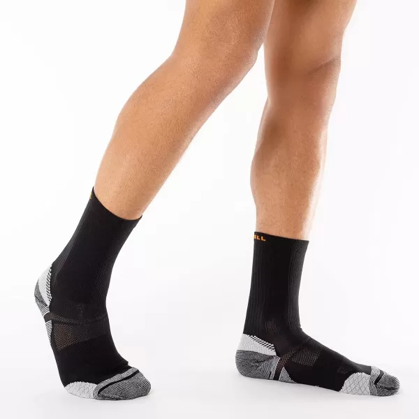 imageMerrell Mens and Womens Trail Running Cushioned Socks1 Pair PackUnisex AntiSlip Heel ampamp Arch CompressionCrew  Black