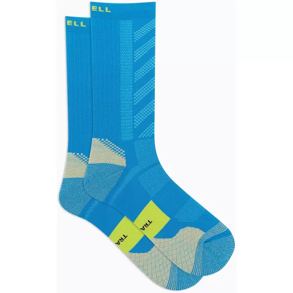 imageMerrell Mens and Womens Trail Running Cushioned Socks1 Pair PackUnisex AntiSlip Heel ampamp Arch CompressionCrew  Blue