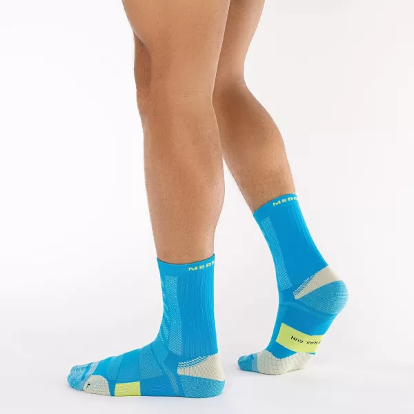 imageMerrell Mens and Womens Trail Running Cushioned Socks1 Pair PackUnisex AntiSlip Heel ampamp Arch CompressionCrew  Blue