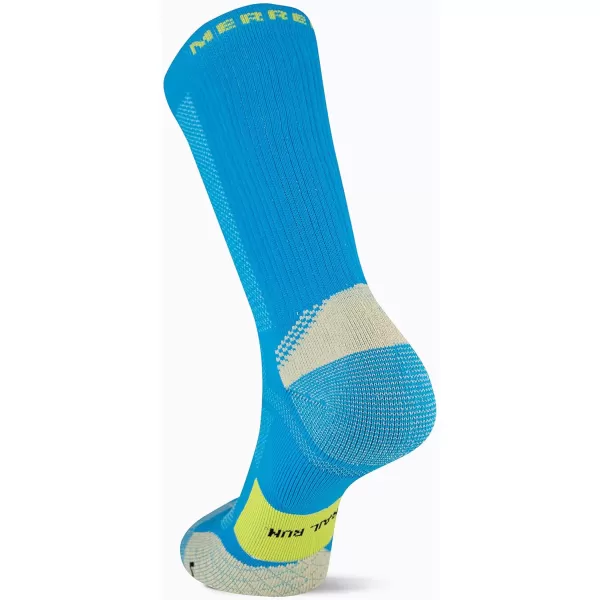 imageMerrell Mens and Womens Trail Running Cushioned Socks1 Pair PackUnisex AntiSlip Heel ampamp Arch CompressionCrew  Blue