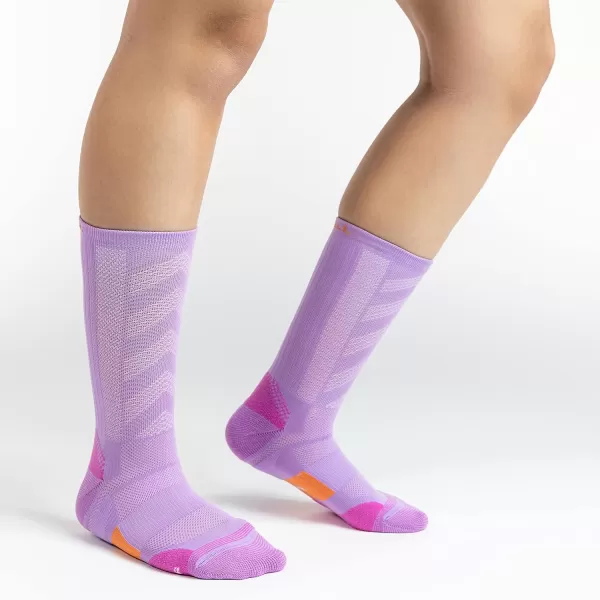 imageMerrell Mens and Womens Trail Running Cushioned Socks1 Pair PackUnisex AntiSlip Heel ampamp Arch CompressionCrew  Purple