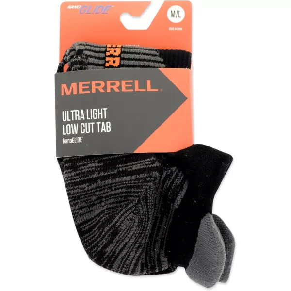 imageMerrell Mens and Womens Trail Running Cushioned Socks1 Pair PackUnisex AntiSlip Heel ampamp Arch CompressionLow Cut Tab  Black